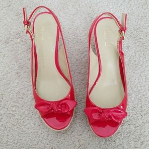 Franco Sarto red vintage style wedges size 7